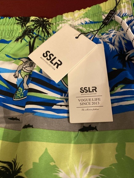 SSLR Mens sz 36 Swim Trunks Quick Dry Swim Shorts, Mesh Lining, Surfing Sharks - Picture 8 of 8